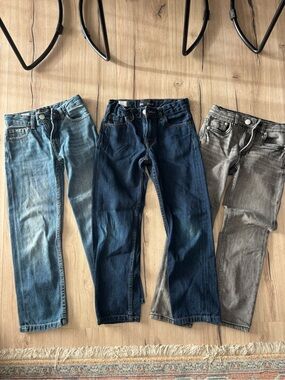 Zara Kids Three-Pack Jeans in Light Blue, Dark Blue & Gray